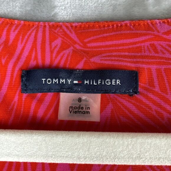 Tommy Hilfiger‎ Tropical Maxi Dress Size 8 Red Magenta Sleeveless Tiered (0721) - Picture 2 of 13